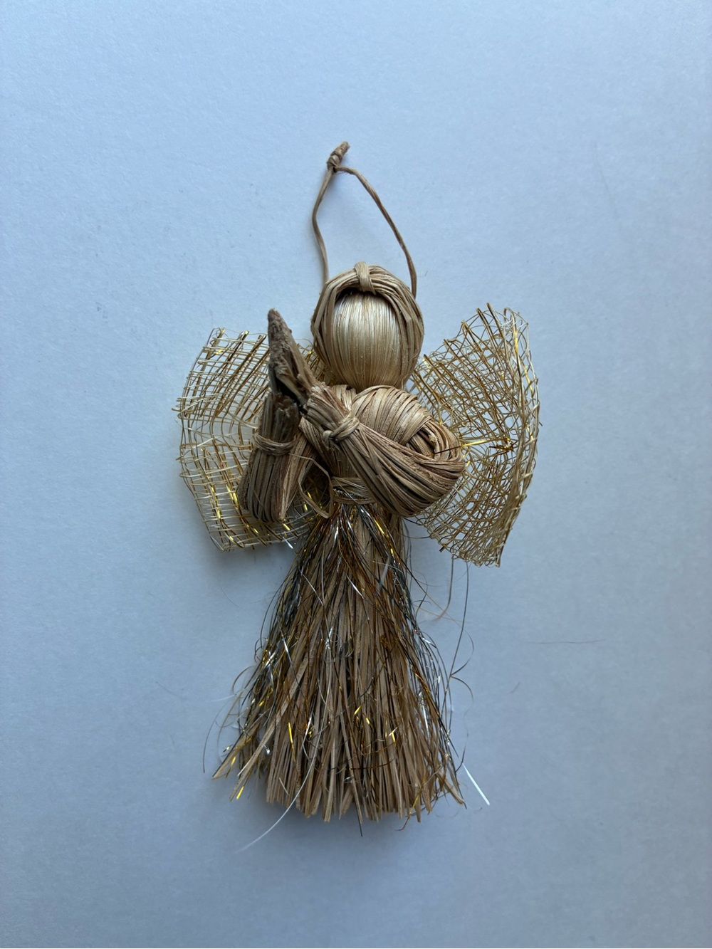 Vintage Natural Woven Angel Tree Ornament